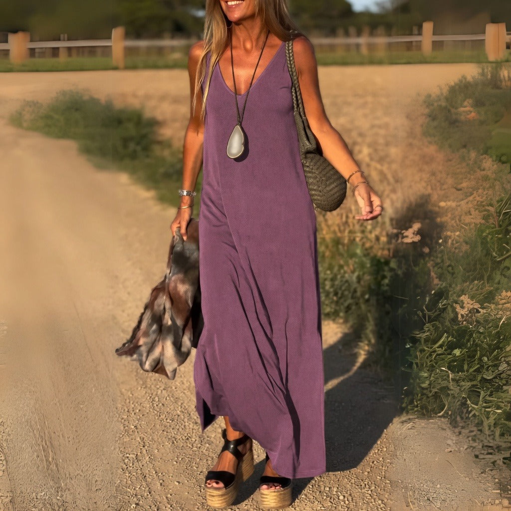Damen Maxikleid – Lockeres langes Kleid für Freizeit, Urlaub & Alltag