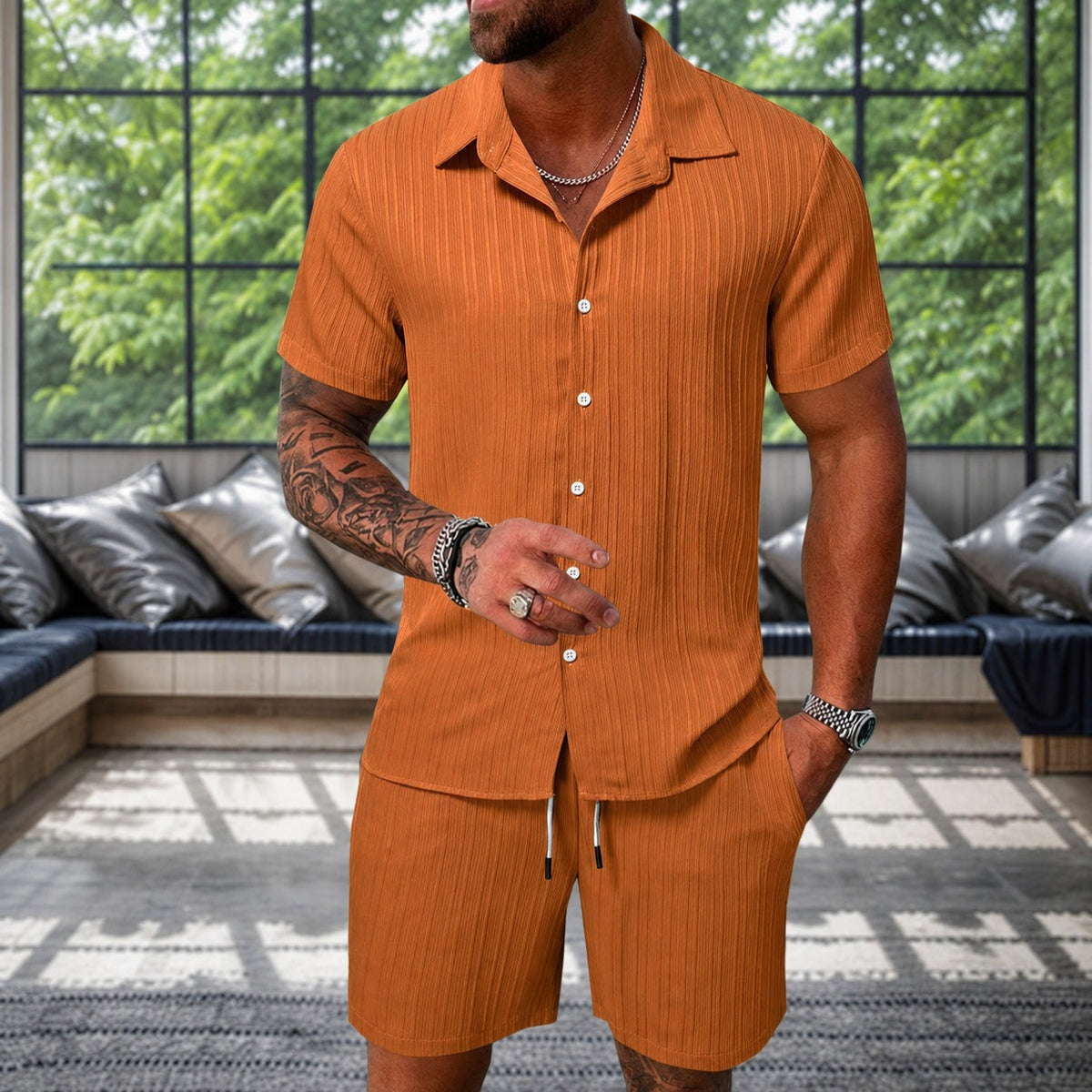 Albie - Lockeres Set mit Struktur-Hemd