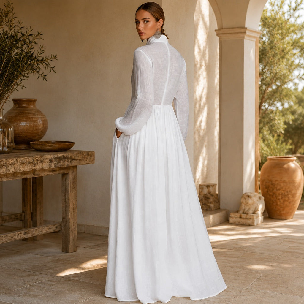 Kyran - Stilvolles, langes Kleid mit langen Ärmeln