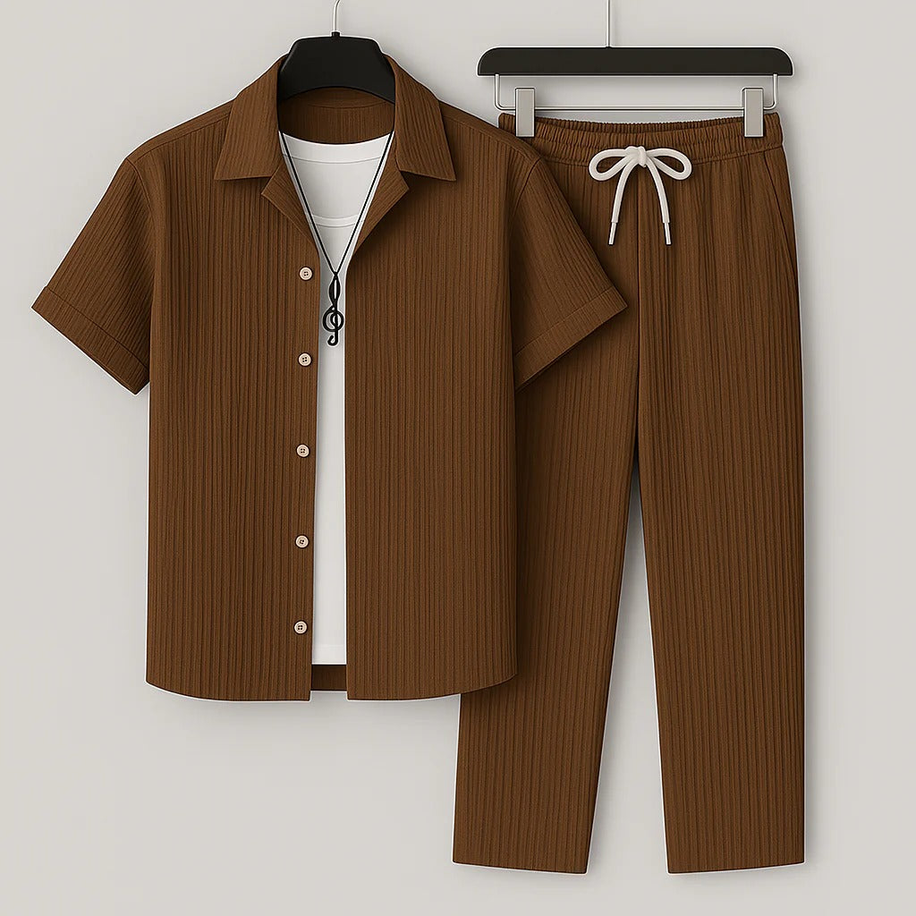 Herren Set – Bequemes gestreiftes Zweiteiler-Set für Freizeit, Urlaub & Sommer