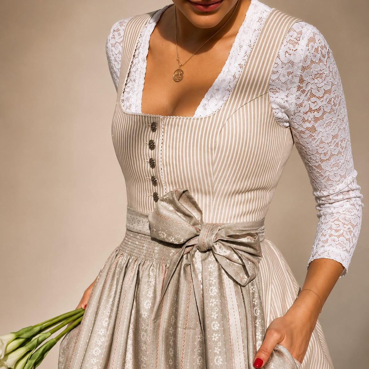 Cora - Klassisches Oktoberfestkleid mit Schleifendetail (Futter nicht enthalten)