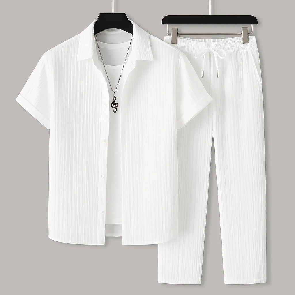 Herren Set – Bequemes gestreiftes Zweiteiler-Set für Freizeit, Urlaub & Sommer