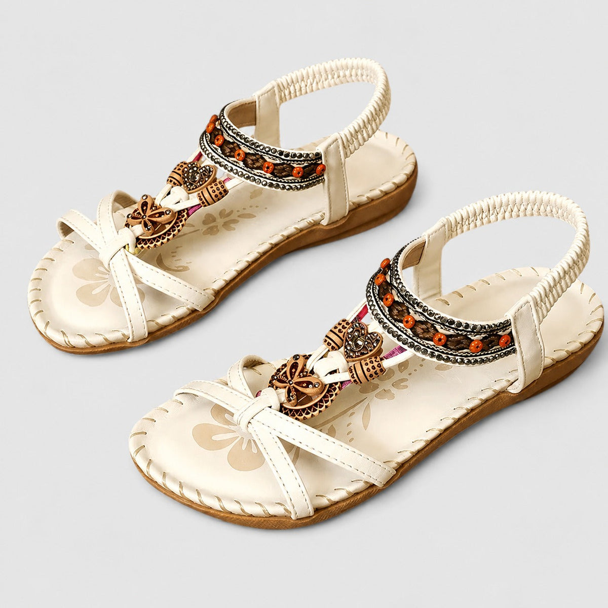 Eleanor - Elegante flache Sandalen mit schillernden Akzenten