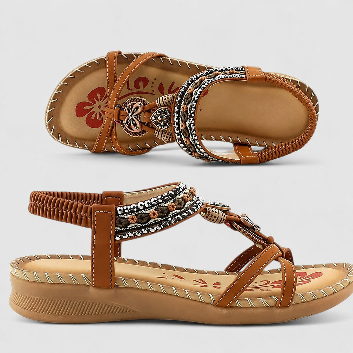 Eleanor - Elegante flache Sandalen mit schillernden Akzenten