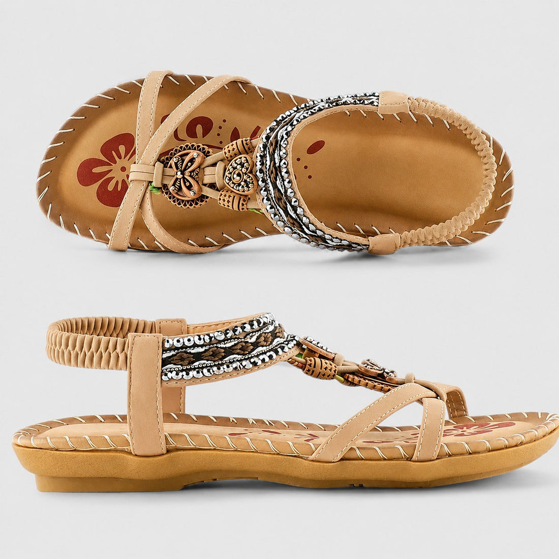 Eleanor - Elegante flache Sandalen mit schillernden Akzenten