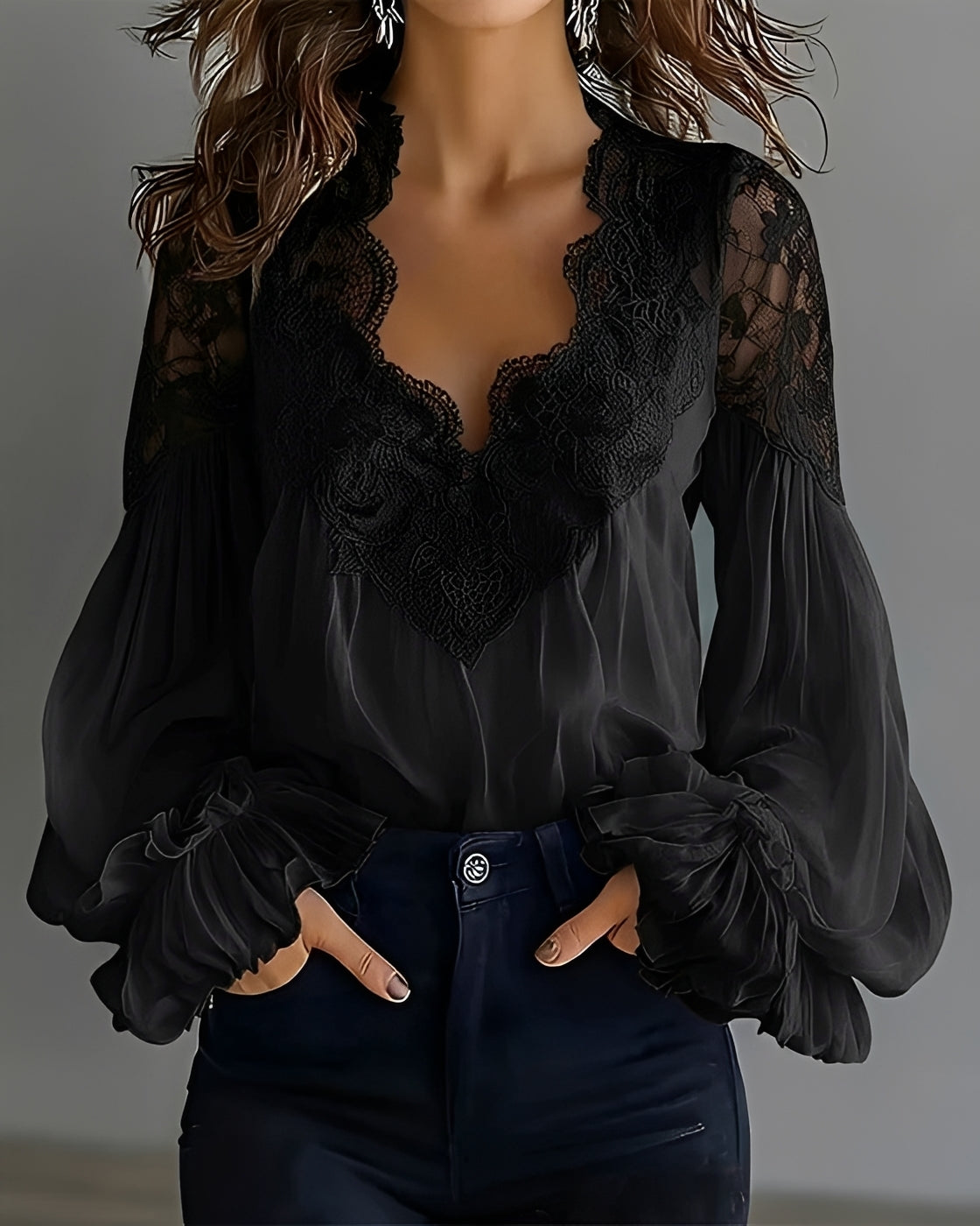 Damen Bluse – Elegante V-Ausschnitt-Bluse für Büro, Freizeit & Alltag