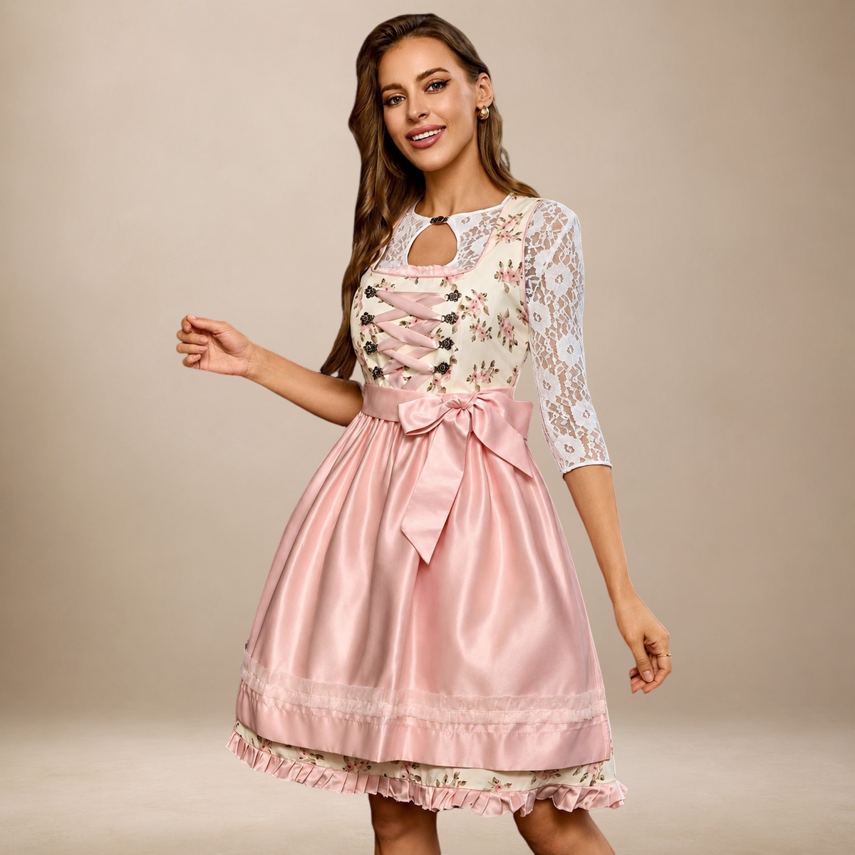 Liliana - Stilvolles Oktoberfestkleid mit Schleifendetail (Futter nicht enthalten)