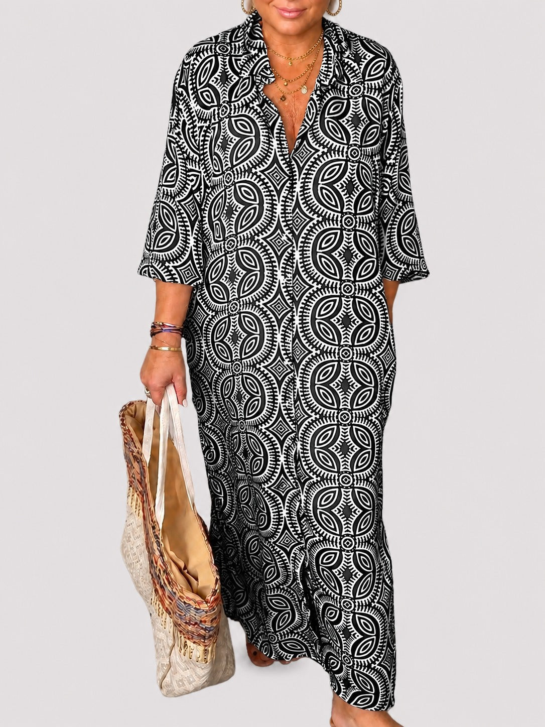 Liliana - Langes Kleid mit klassischem Kragen