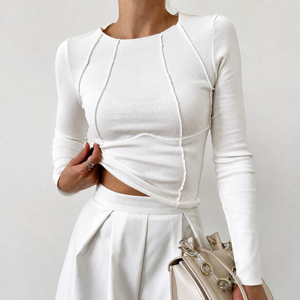Leonie - Stilvolles Langarmshirt mit Paspel-Details