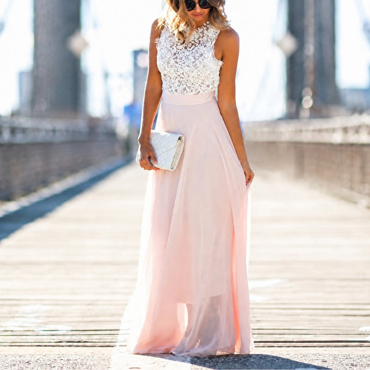 Damen Maxikleid – Ärmelloses langes Kleid für Sommer, Urlaub & Abend