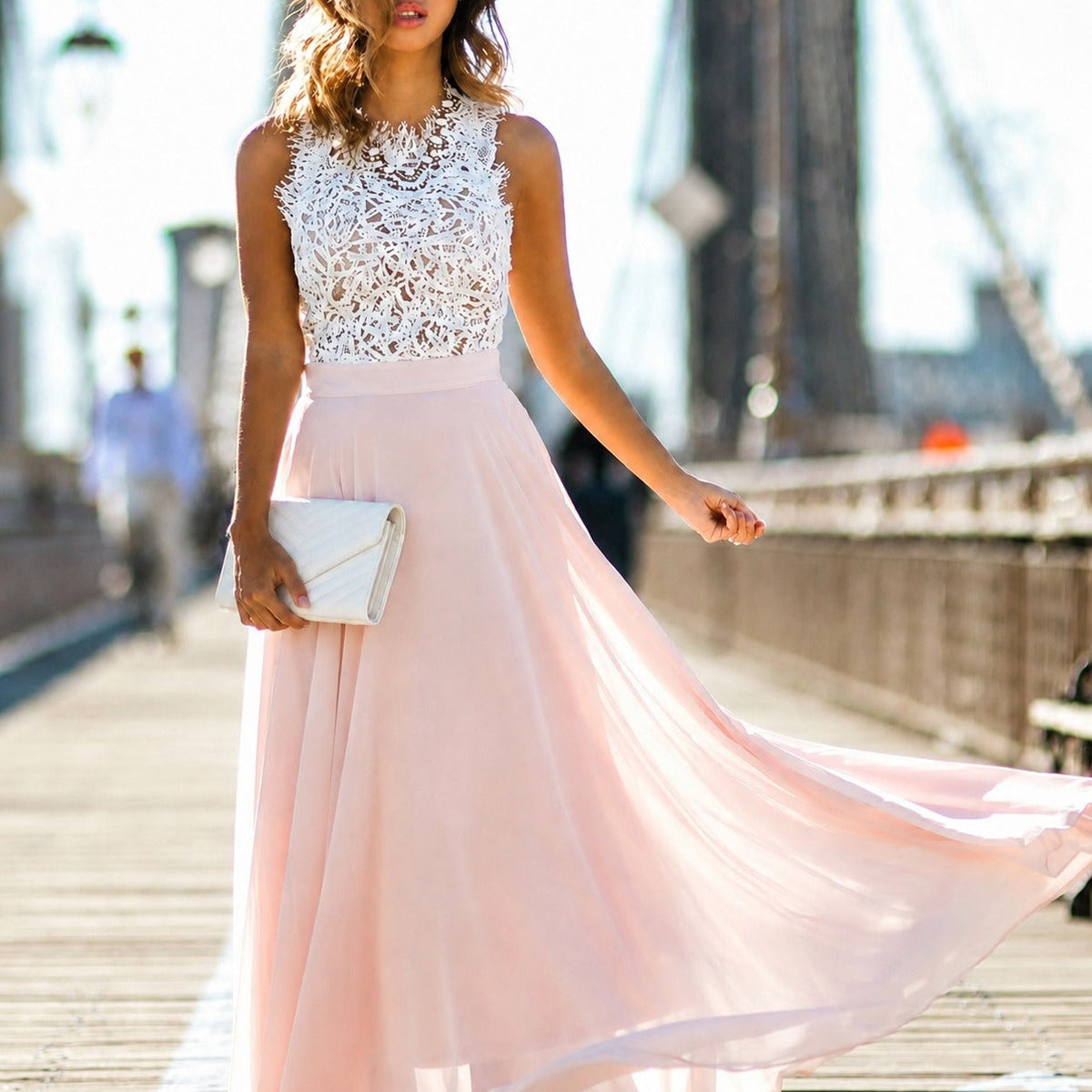 Damen Maxikleid – Ärmelloses langes Kleid für Sommer, Urlaub & Abend