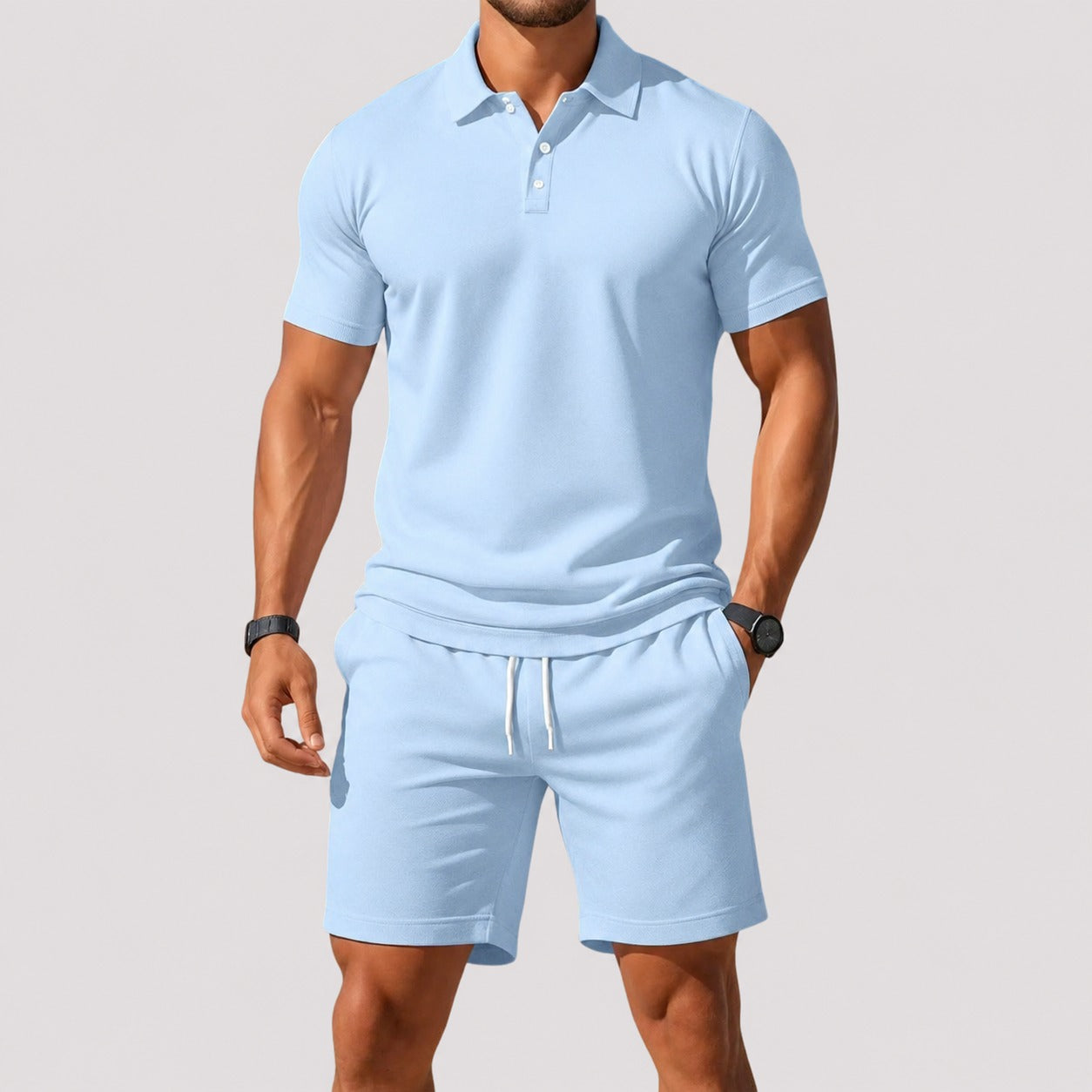 Herren Set – Bequemes Polo-Lounge-Set für Freizeit, Reisen & Sommer