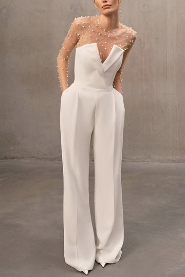 Damen Jumpsuit – Eleganter schulterfreier Overall für Abend, Party & besondere Anlässe