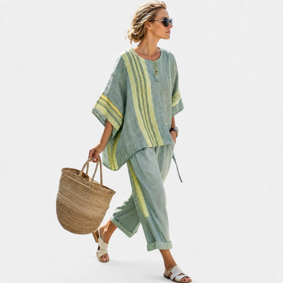 Libbie - Bequemes Set mit gestreifter Tunika und Hose