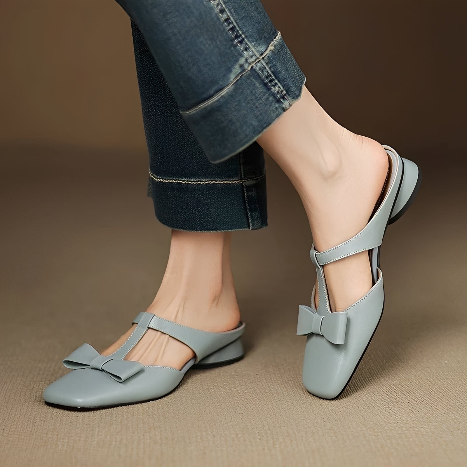 Jean - Elegante Mules mit Schleife