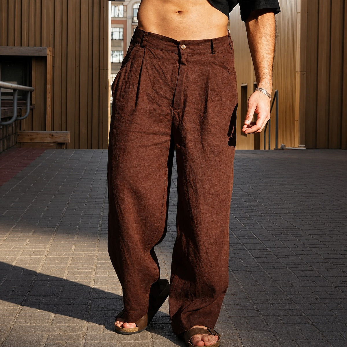 Herren Hose – Locker geschnittene Hose mit weitem Bein für Alltag & Büro