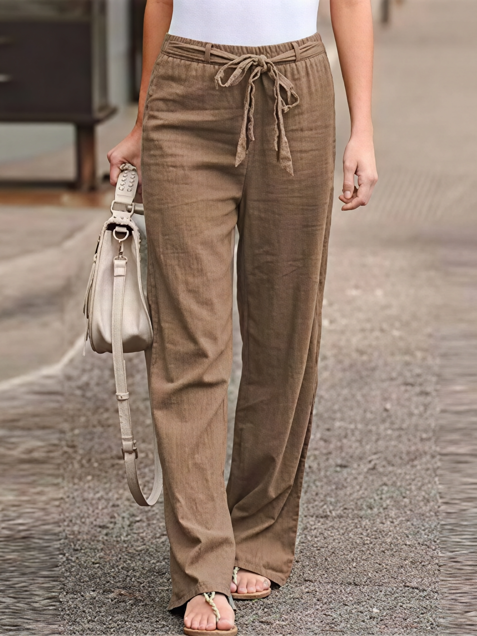 Lauren - Damen Hose mit Bindegürtel
