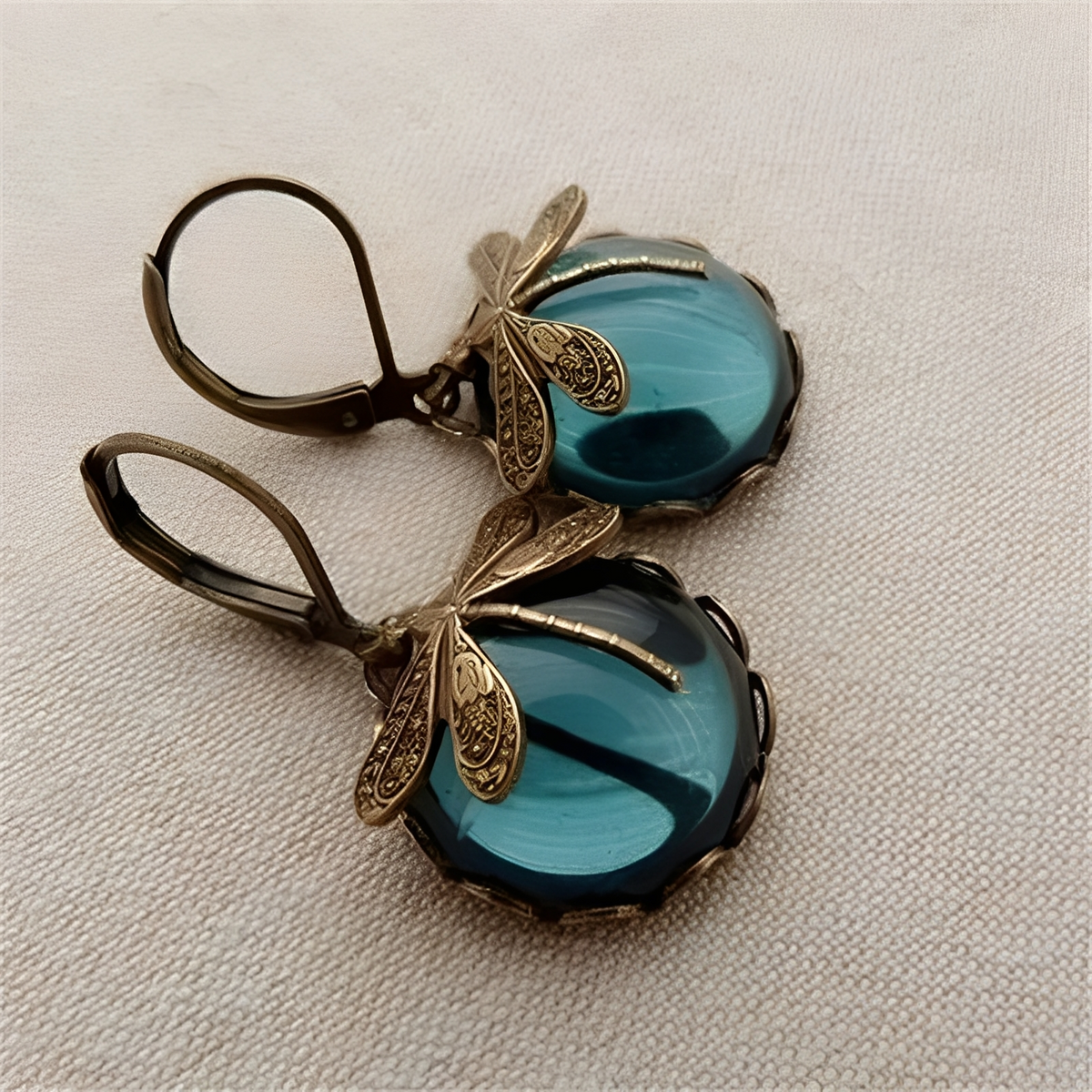 Elandra – Ohrringe in Form einer Libelle aus antikem Gold