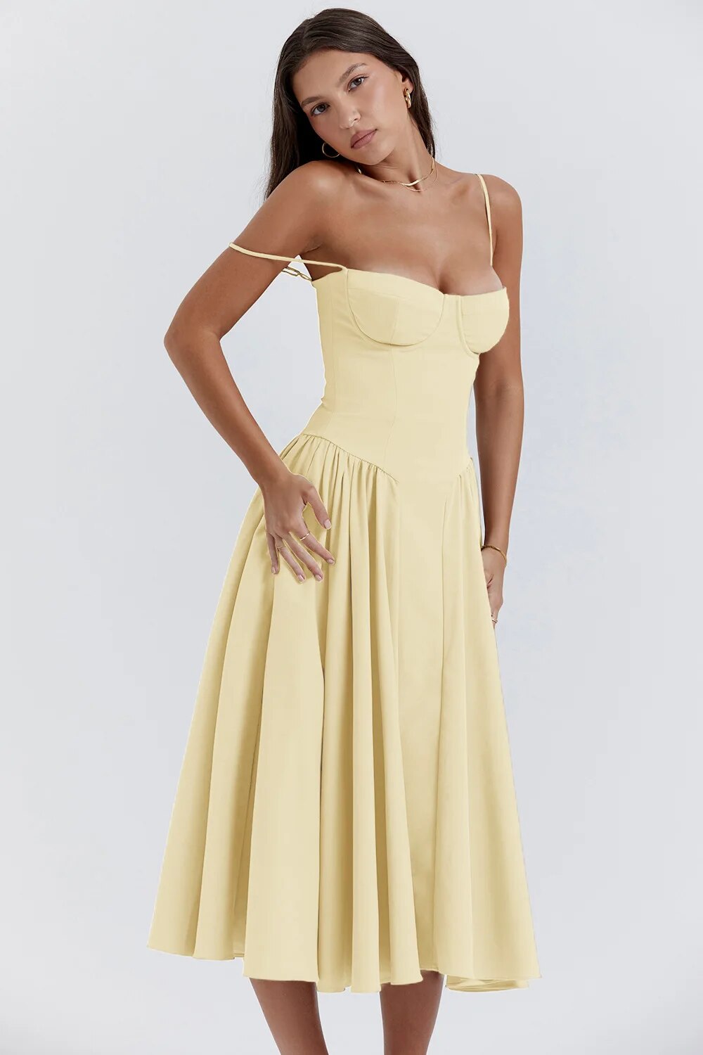 Damen Midikleid – Elegantes figurbetontes Kleid für Party, Hochzeit & Abend