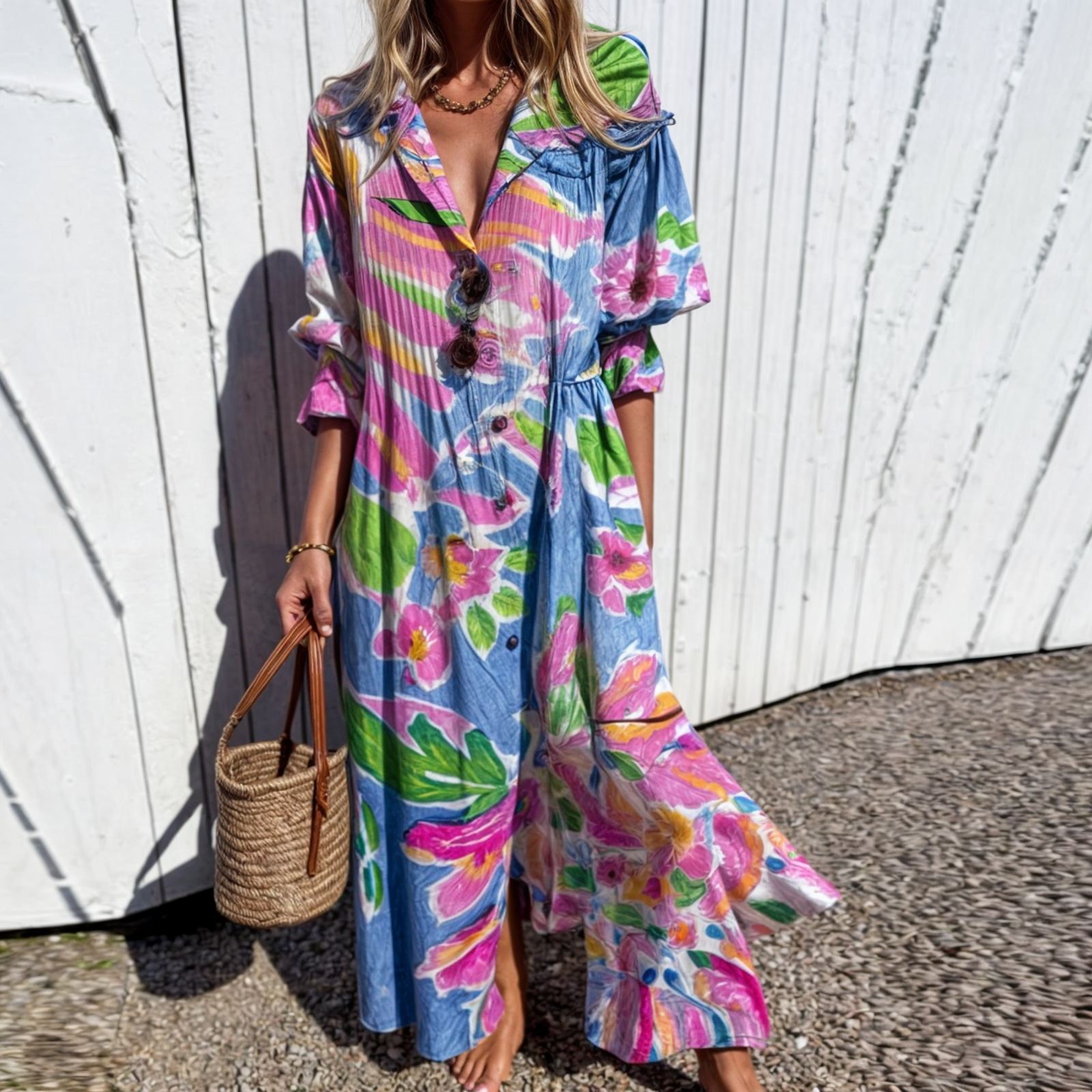 Noelia - Maxikleid mit Kreismuster
