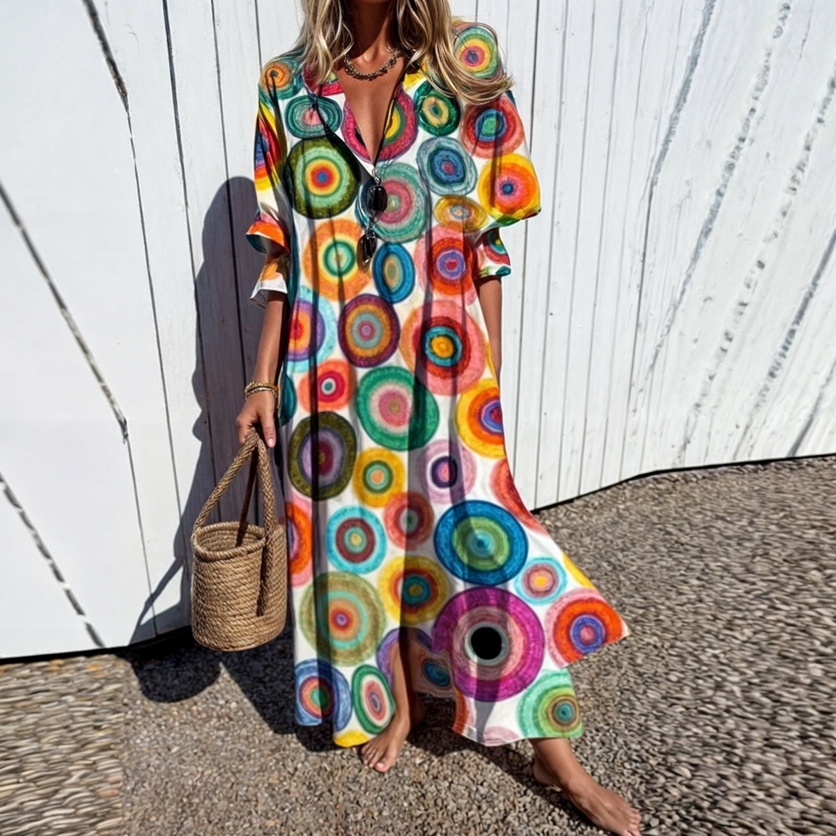Noelia - Maxikleid mit Kreismuster