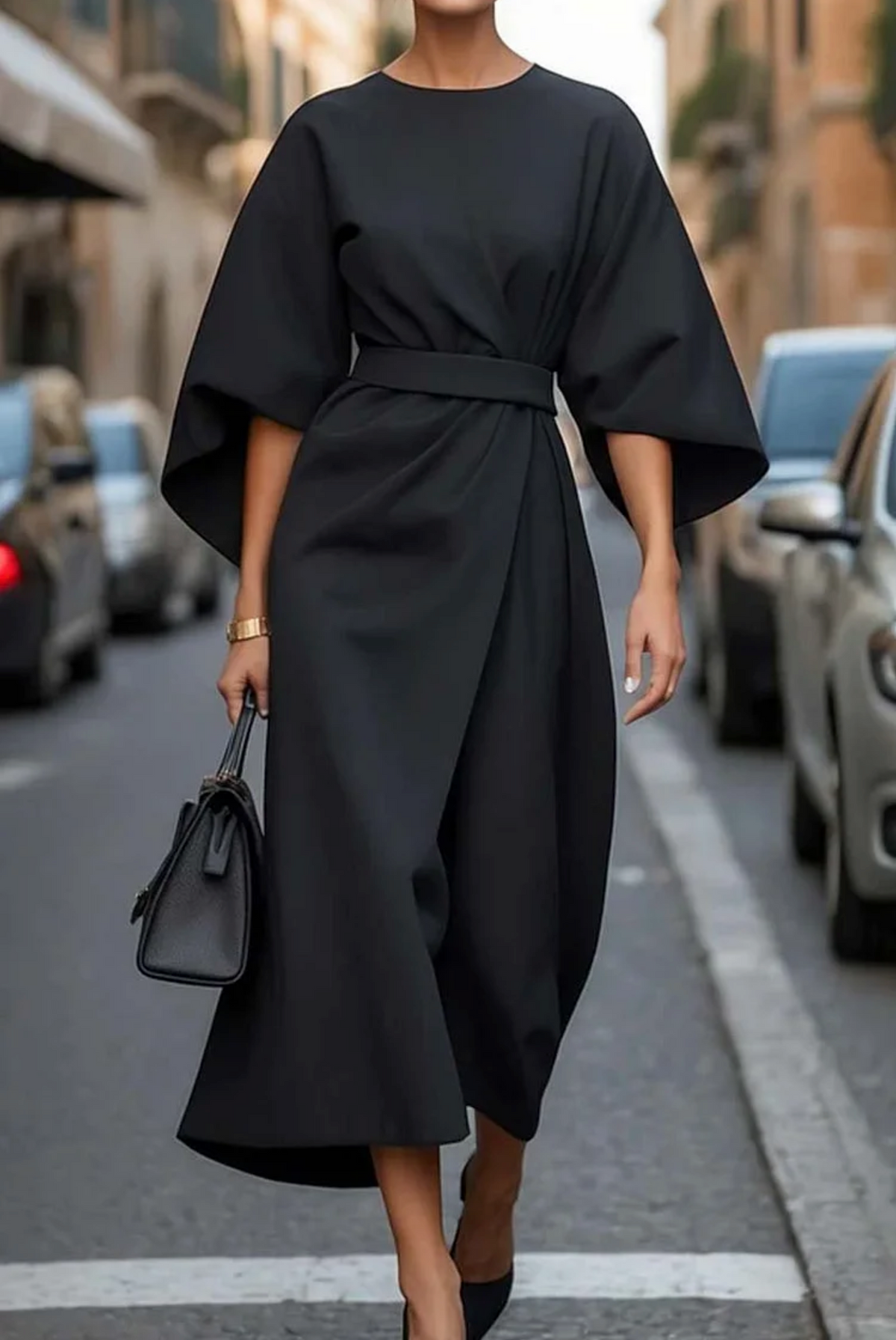 Clarie - Elegantes Midikleid mit Gürtel