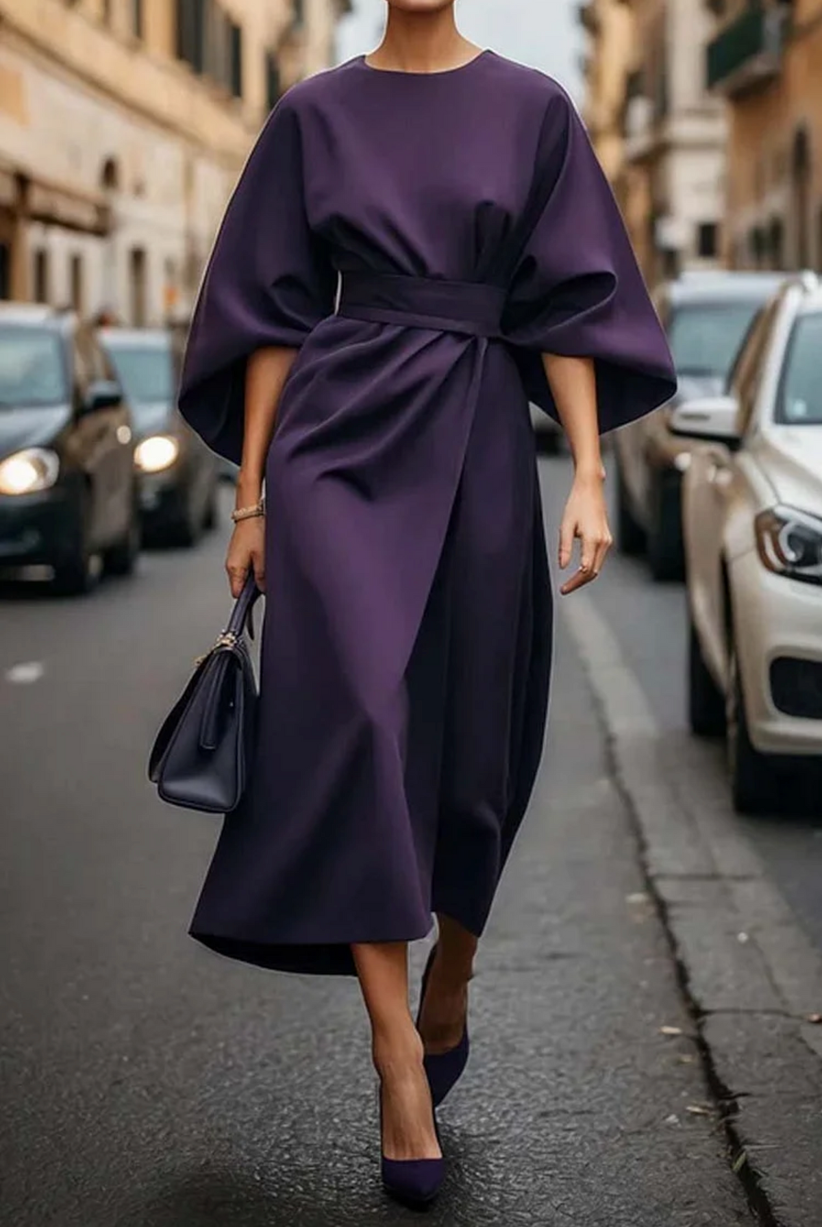 Clarie - Elegantes Midikleid mit Gürtel
