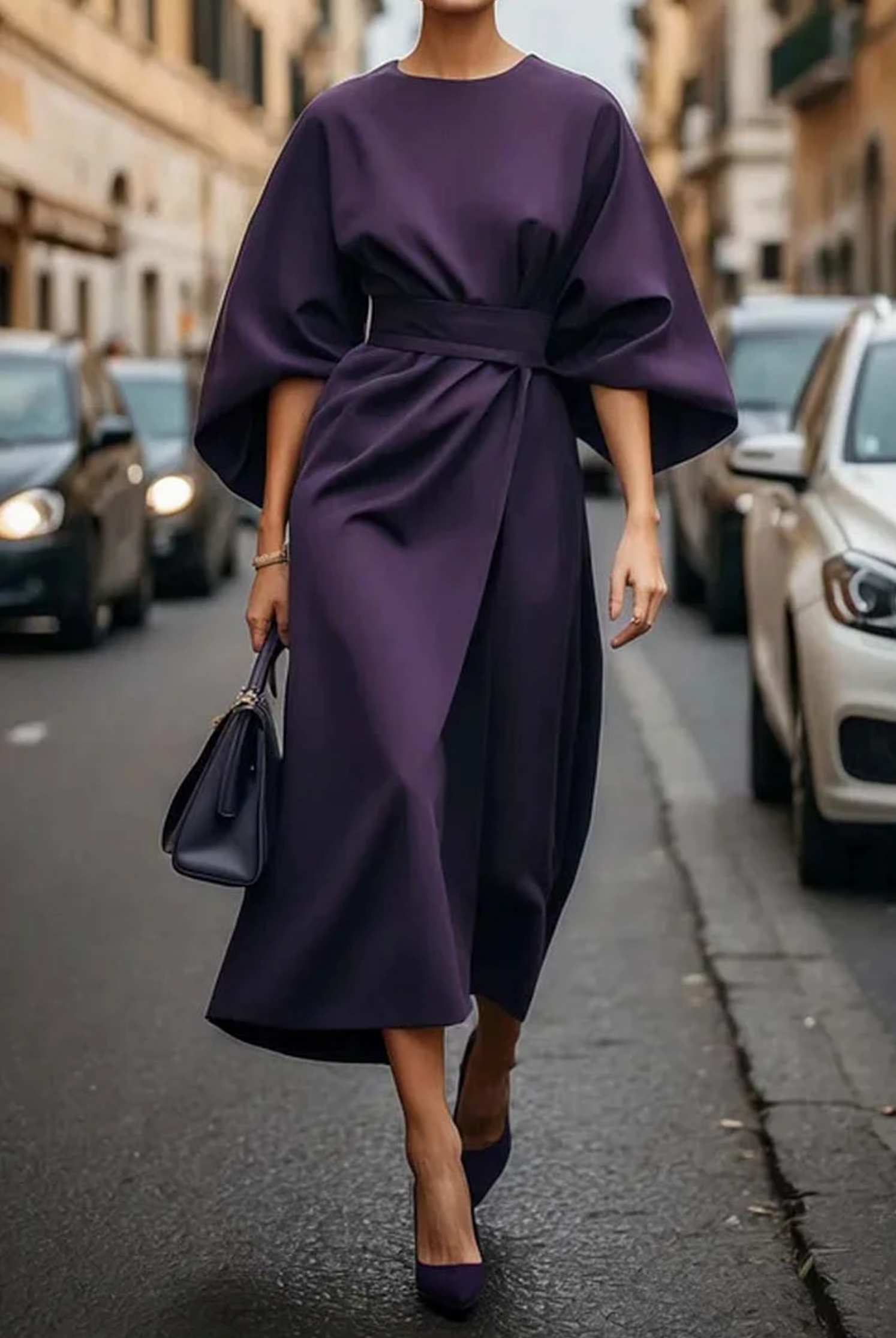 Clarie - Elegantes Midikleid mit Gürtel