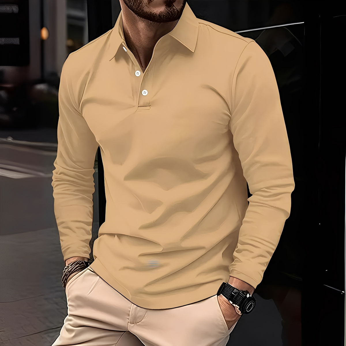 Deacon - Komfortables Langarm-Poloshirt für Herren