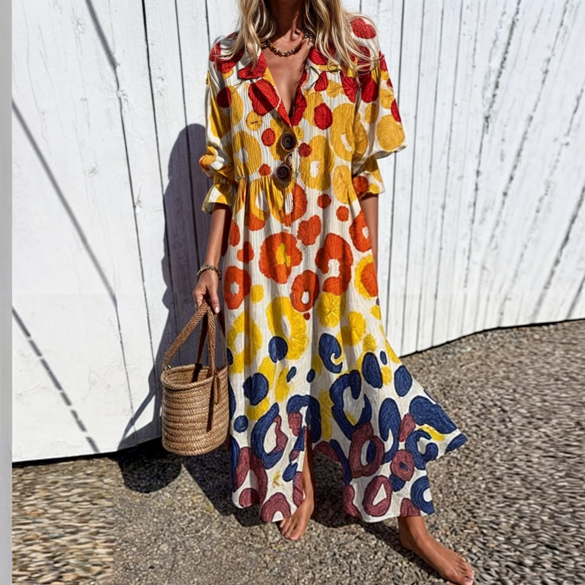 Noelia - Maxikleid mit Kreismuster