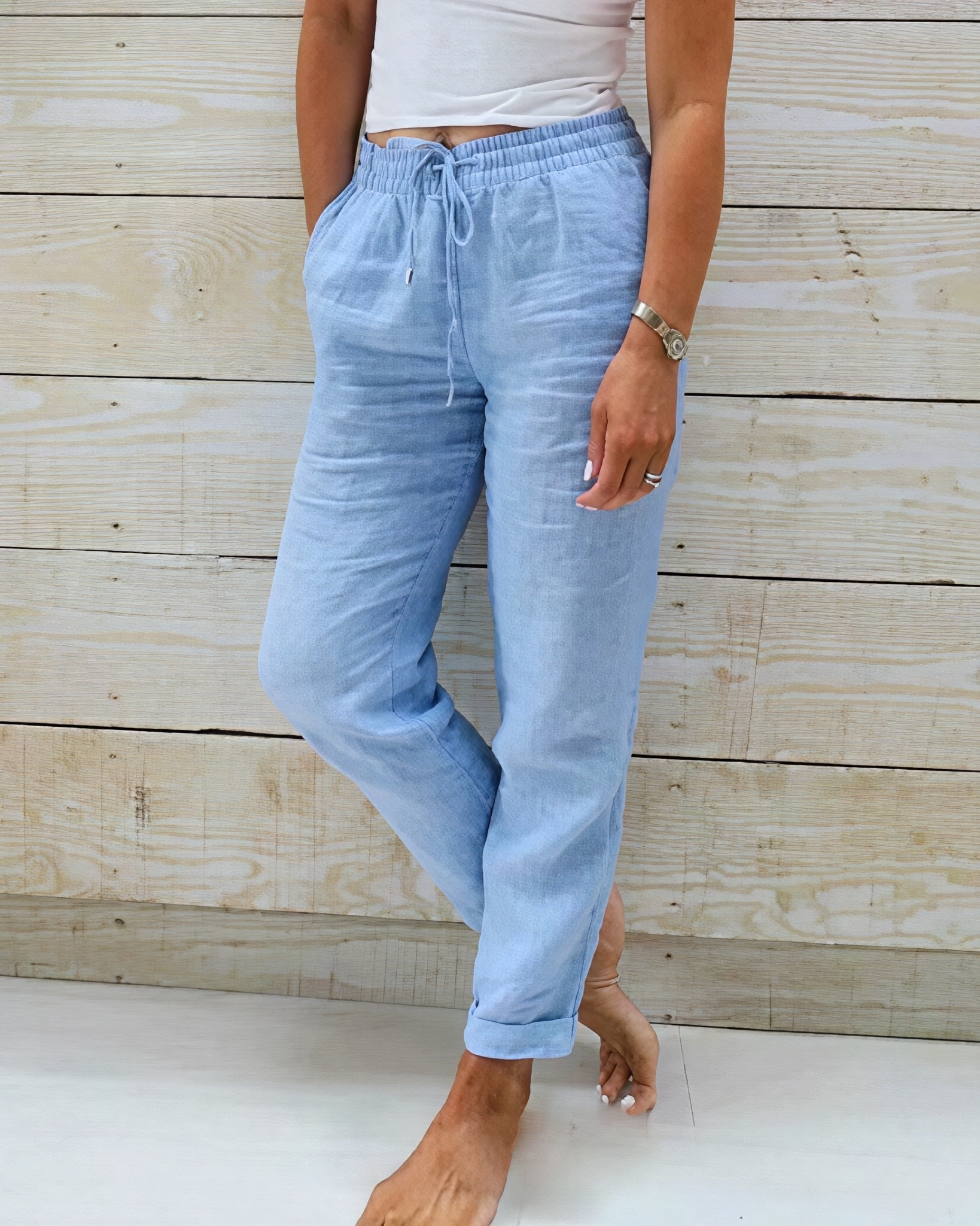Stacy - Bequeme Damenhose aus Baumwolle und Leinen
