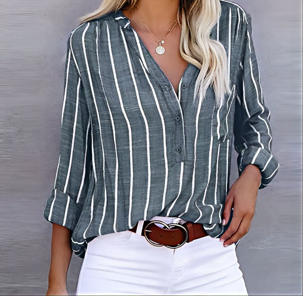 Ashley - Gestreifte Bluse mit Knopfleiste