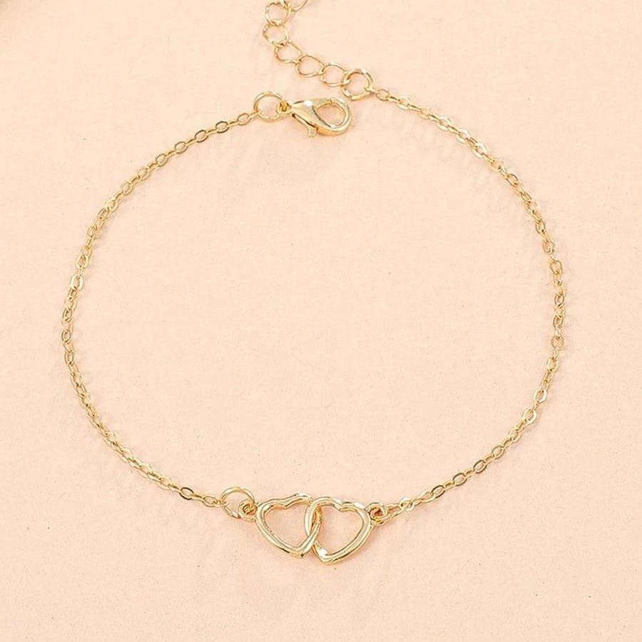 Minimalistische Herz-Fußkette - Fußkette mit Herzgliedern