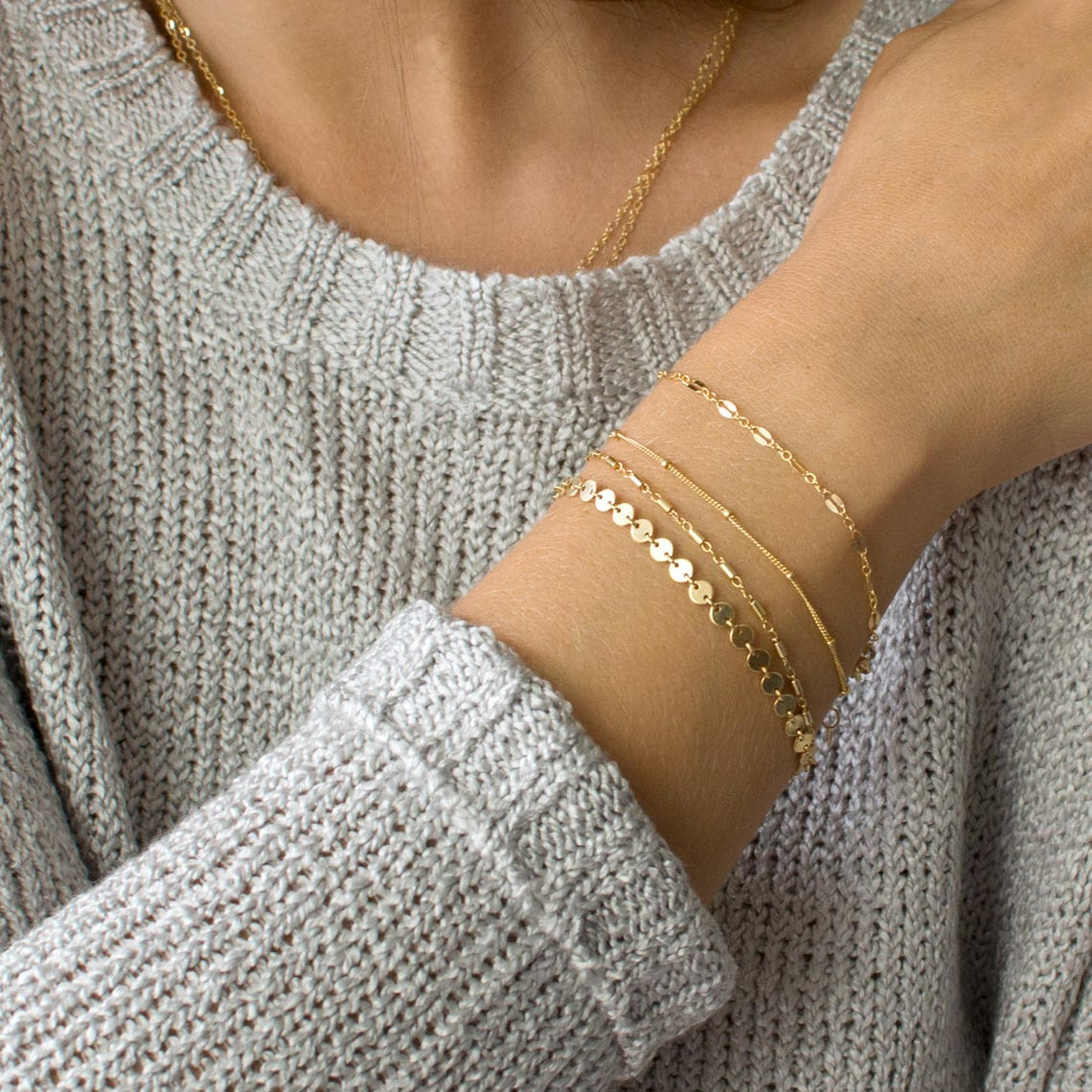 Ketten-Disk-Armband - Schichtarmbandset