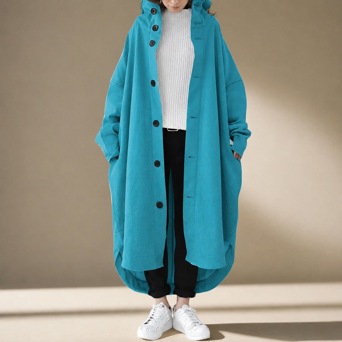 Jennica - Damen-Trenchcoat, lang und locker geschnitten