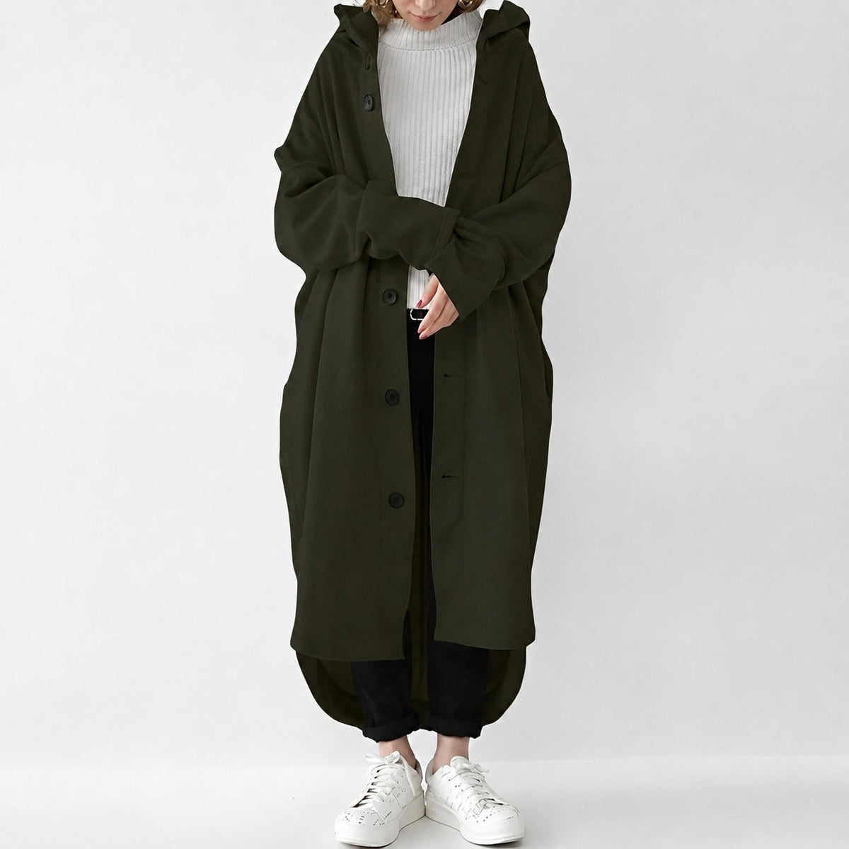 Jennica - Damen-Trenchcoat, lang und locker geschnitten