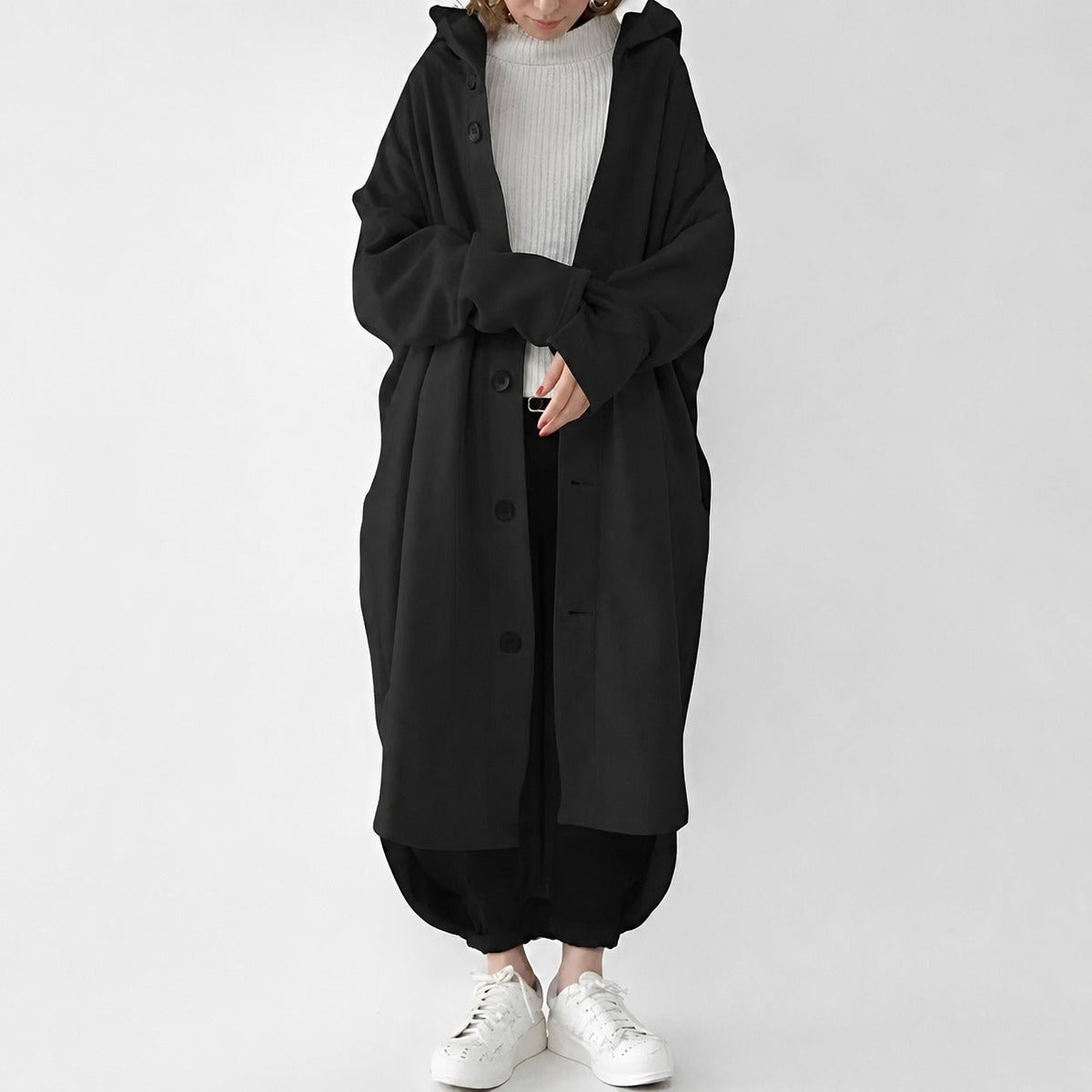 Jennica - Damen-Trenchcoat, lang und locker geschnitten