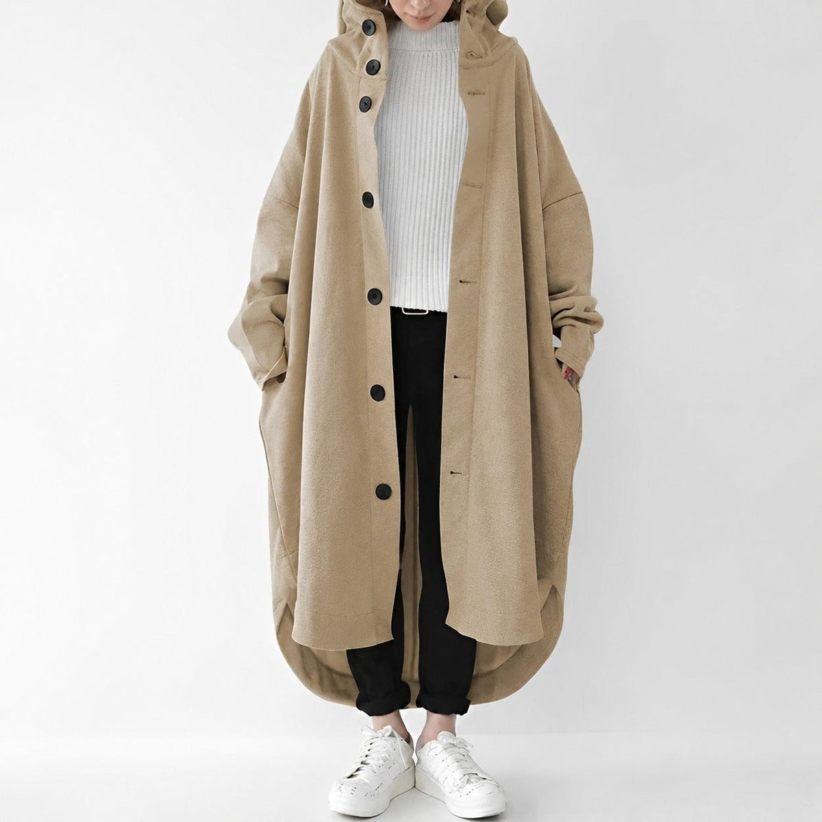 Jennica - Damen-Trenchcoat, lang und locker geschnitten