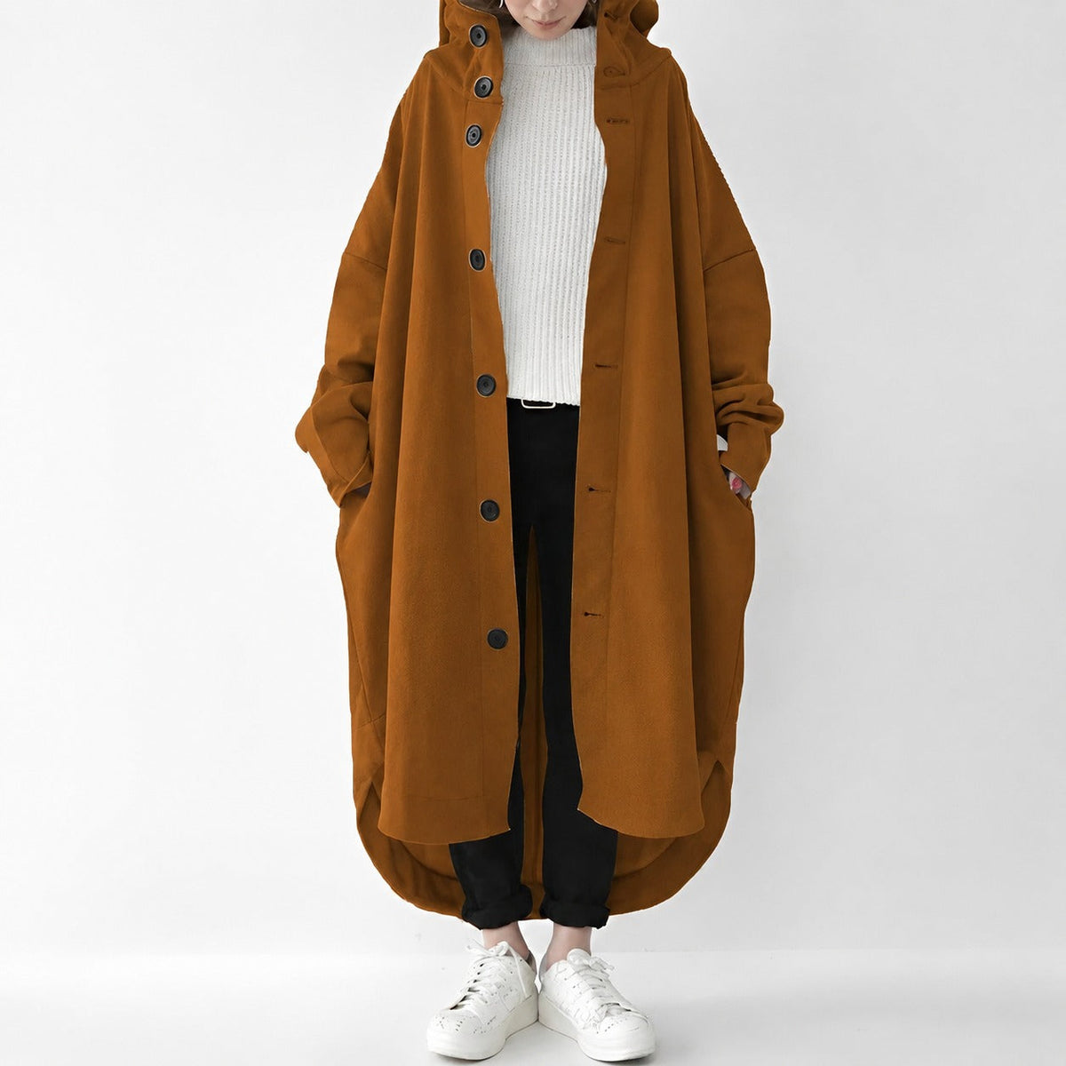Jennica - Damen-Trenchcoat, lang und locker geschnitten