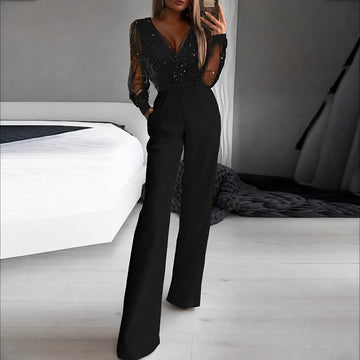 Catherina - Jumpsuit für Damen mit V-Ausschnitt und schimmerndem Look