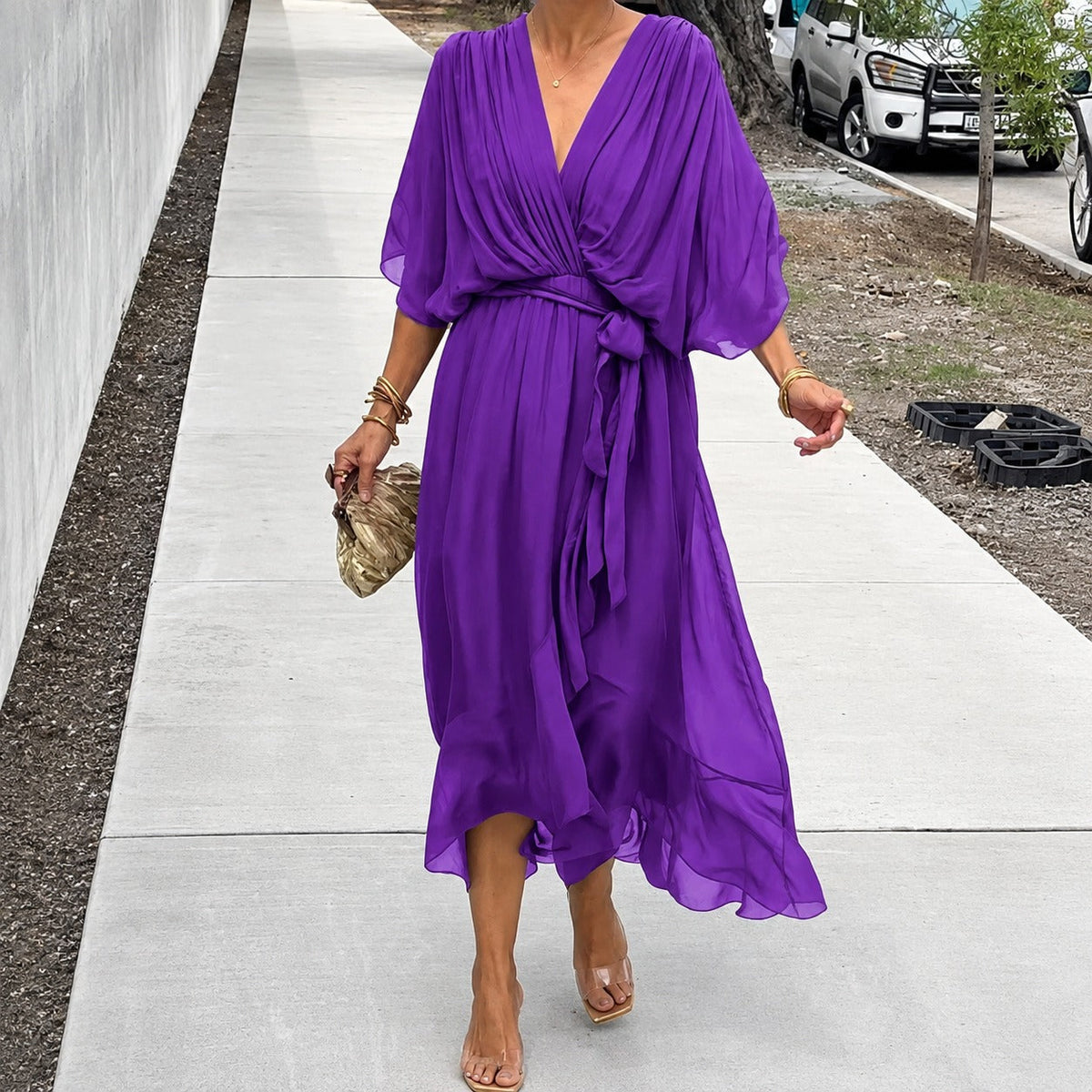 Loisa - Lockeres Kleid mit V-Ausschnitt