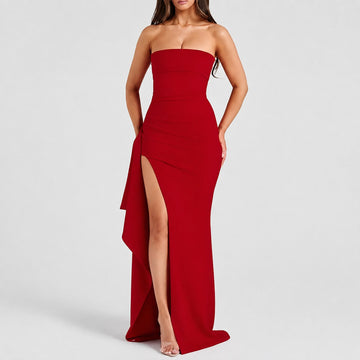Aubree - Damenkleid mit stilvollem Rückenausschnitt und Schlitz