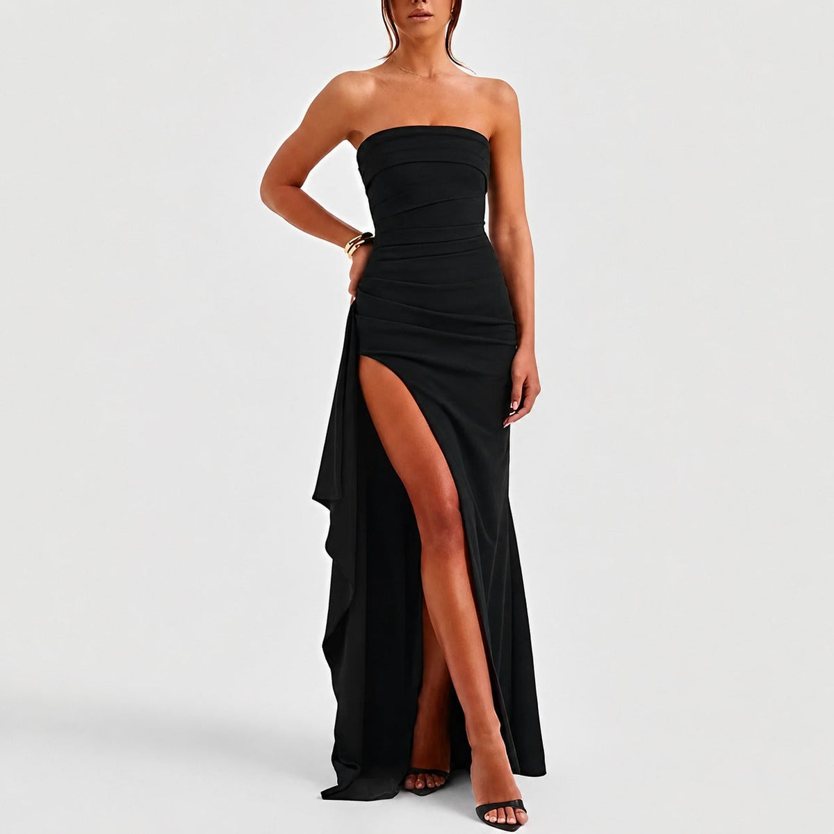 Aubree - Damenkleid mit stilvollem Rückenausschnitt und Schlitz