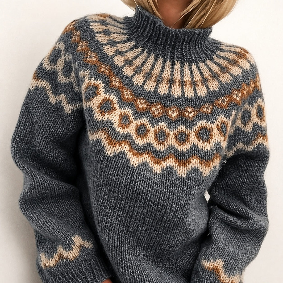 Oona - Bequemer Rollkragenpullover im isländischen Stil