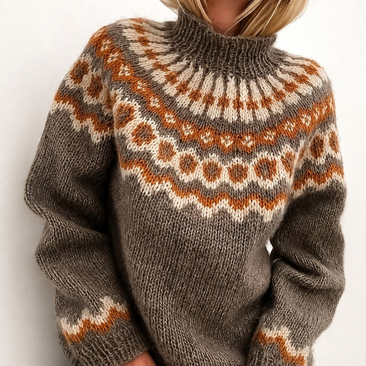Oona - Bequemer Rollkragenpullover im isländischen Stil