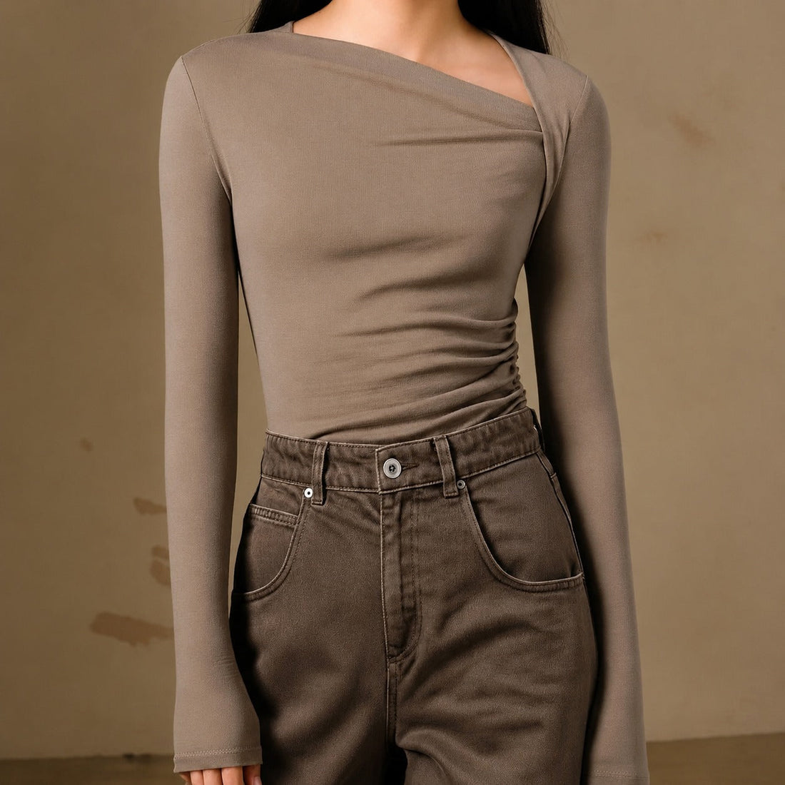 Selina - Enganliegendes Langarmshirt mit Textur