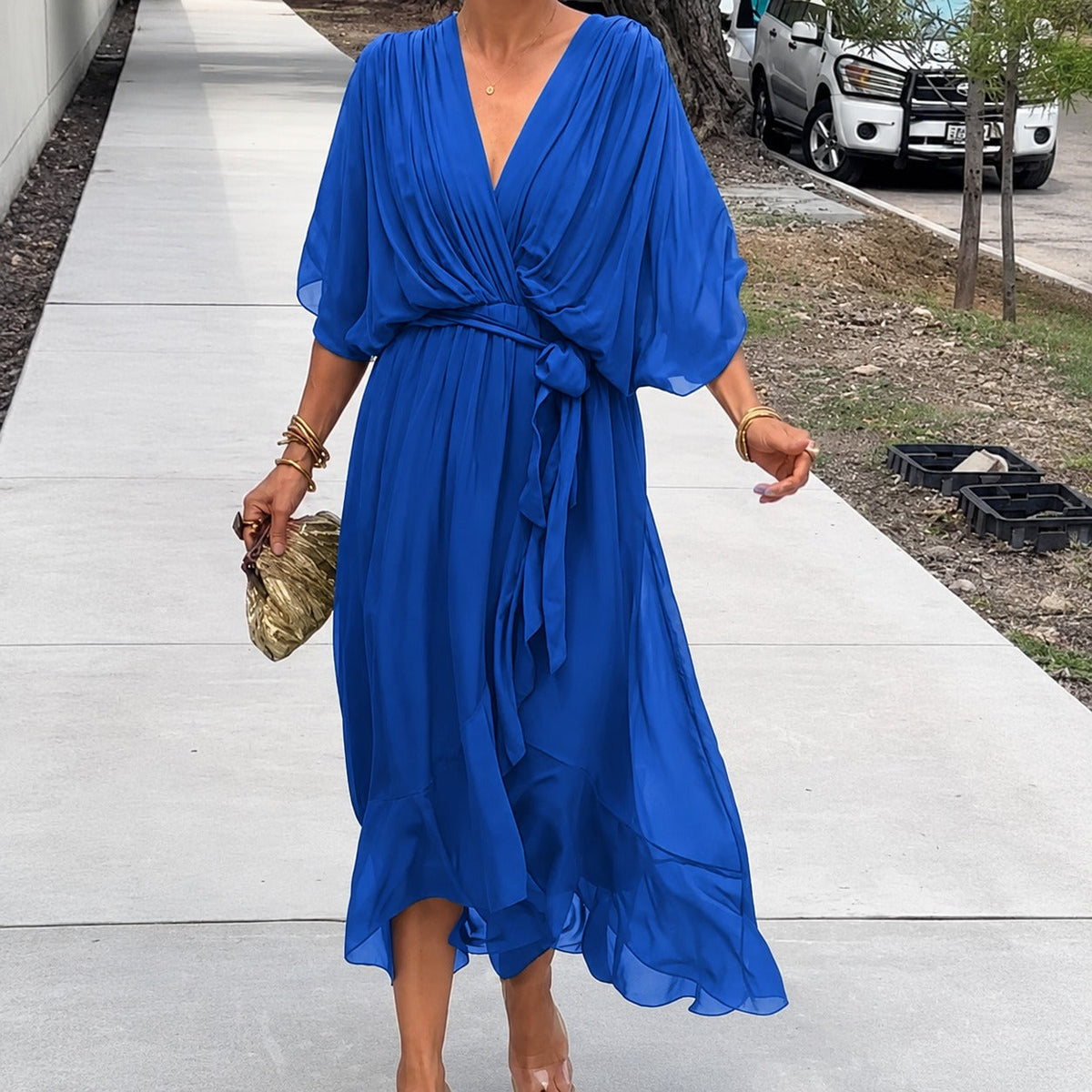 Loisa - Lockeres Kleid mit V-Ausschnitt