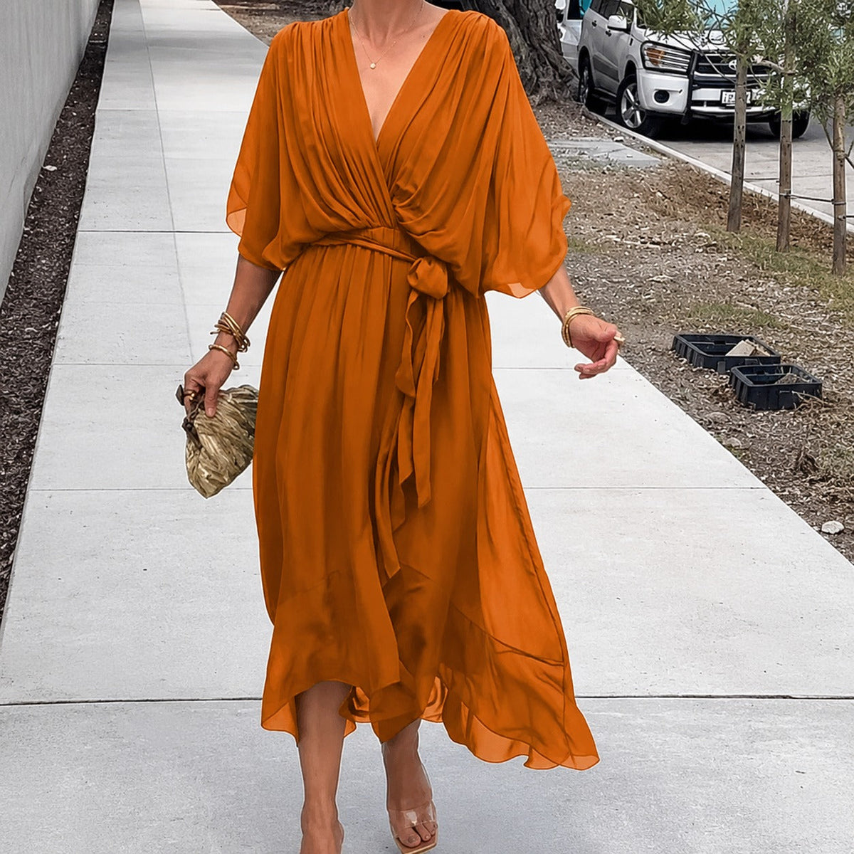 Loisa - Lockeres Kleid mit V-Ausschnitt