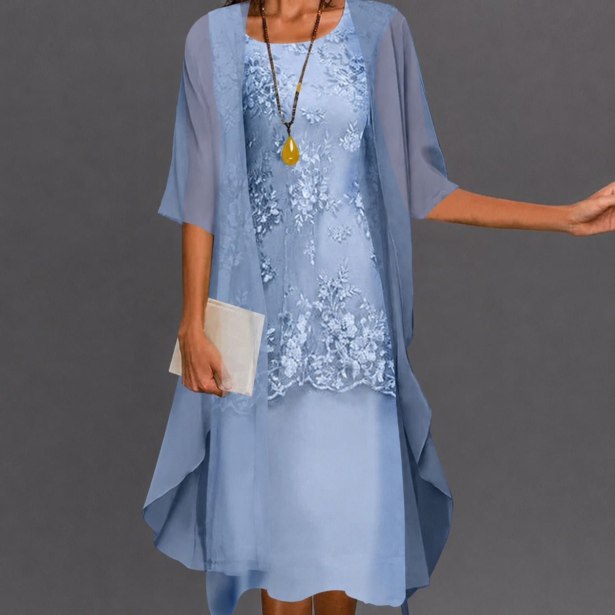 Damenkleid – Stilvolles, locker sitzendes knielanges Kleid für Urlaub, Geschenke und Alltag