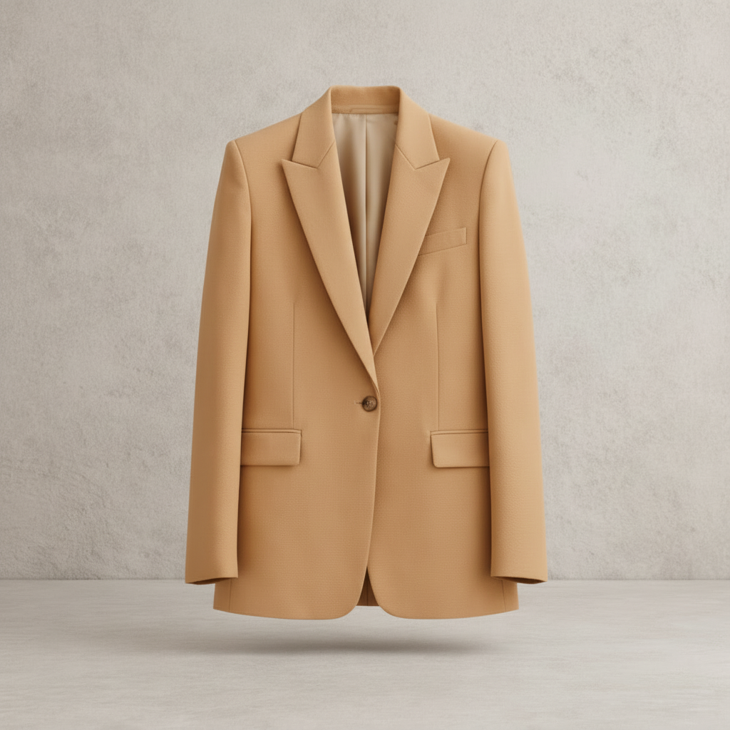 Beigefarbener langer Blazer